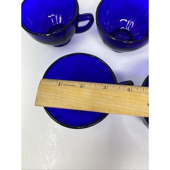 Set Of 6 Vintage New Martinsville Addie Cobalt Blue Glass Coffee Tea Cups 5.5 oz - Picture 9 of 10